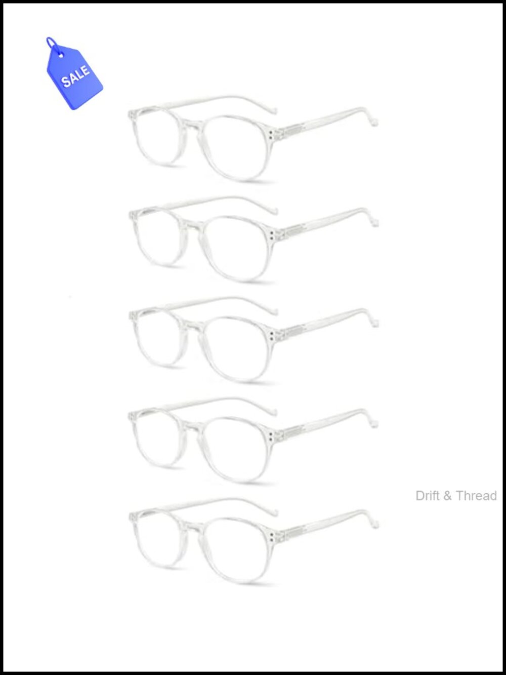 5 Pairs Reading Glasses Spring Hinge Readers 2.50 Standard Fit